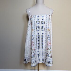 SHEIN Floral Mini Dress White Blue Boho Cottagecore Slip Sundress L
